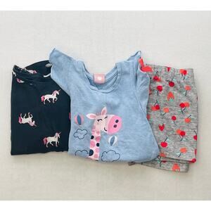 Girls Bundle Size 6-7 Giraffe Cielo! Tank Top, Unicorn Top, Fruit Print Shorts
